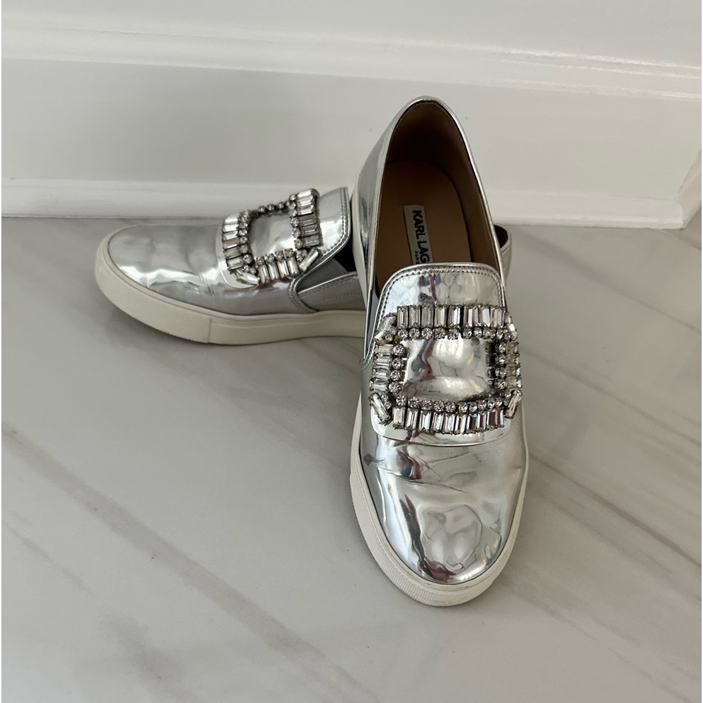 Karl Lagerfeld Embellished Silver Slip on